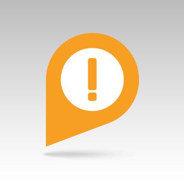 Uyarı dikkat, ünlem işareti PIN harita simgesi