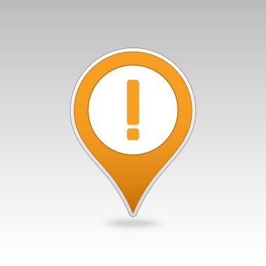 Uyarı dikkat, ünlem işareti PIN harita simgesi