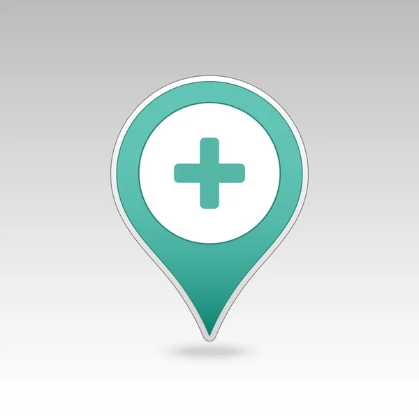 Además, Hospital, Farmacia, Clínica pin mapa icono . — Archivo Imágenes Vectoriales