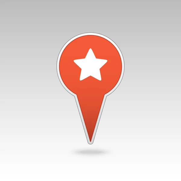 Estrella icono de mapa pin favorito. Puntero de mapa, marcadores . — Vector de stock