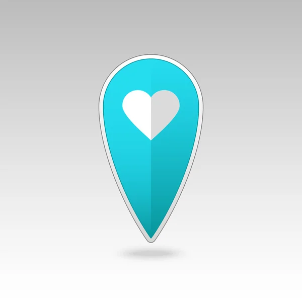 Kalp PIN harita simgesi. Harita işaretçi, işaretçileri. — Stok Vektör