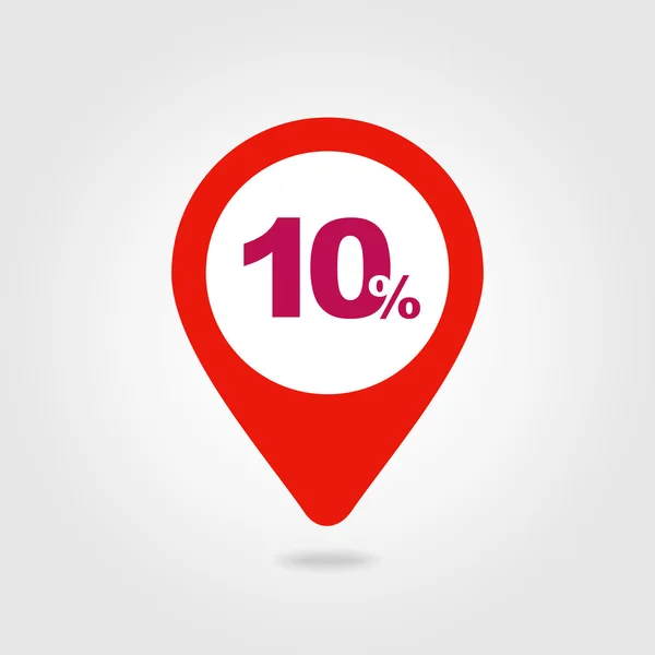 10 ten Percent Sale pin map icon. Map point. — Stock Vector