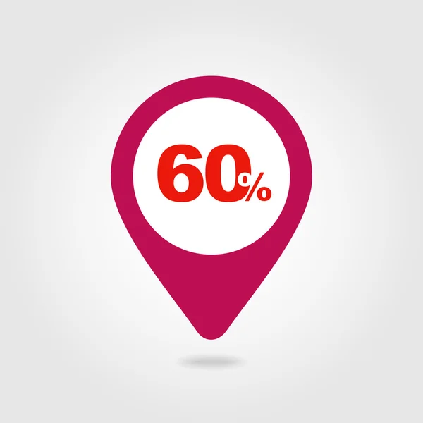 60 sixty Percent Sale pin map icon. Map point. — Stock Vector