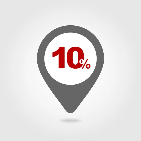 10 ten Percent Sale pin map icon. Map point. — Stock Vector