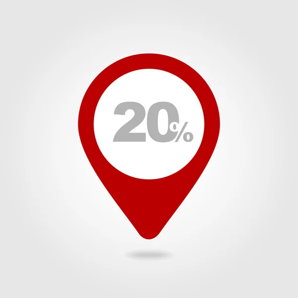 20 veinte por ciento Venta icono de mapa pin. Punto de mapa . — Vector de stock