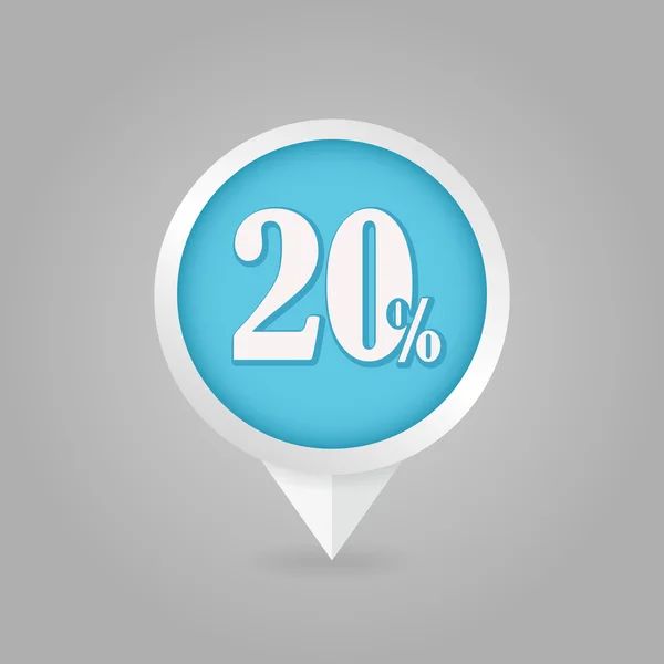 20 twenty Percent Sale pin map icon. Map point. — Stock Vector