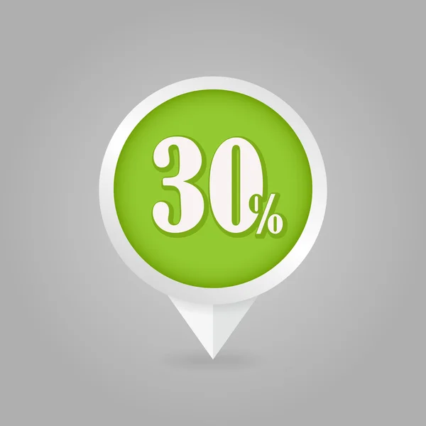 30 thirty Percent Sale pin map icon. Map point. — Stock Vector