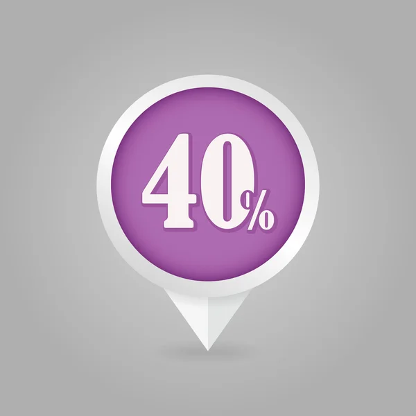 40 cuarenta por ciento Venta icono de mapa pin. Punto de mapa . — Vector de stock