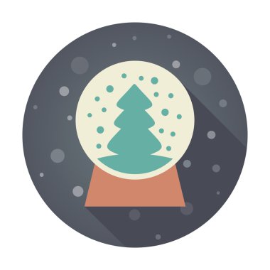 Noel kar küresi ile bir ağacın içinde düz simgesi