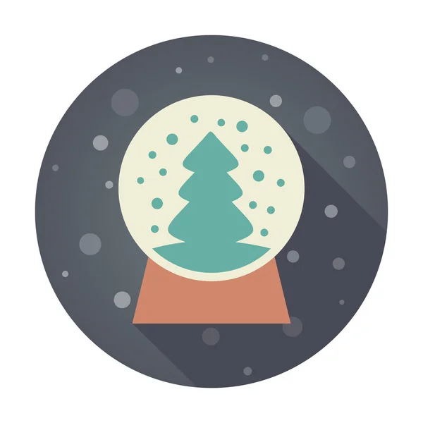 Рождественский снежный шар с ёлкой внутри плоской иконки — стоковый вектор