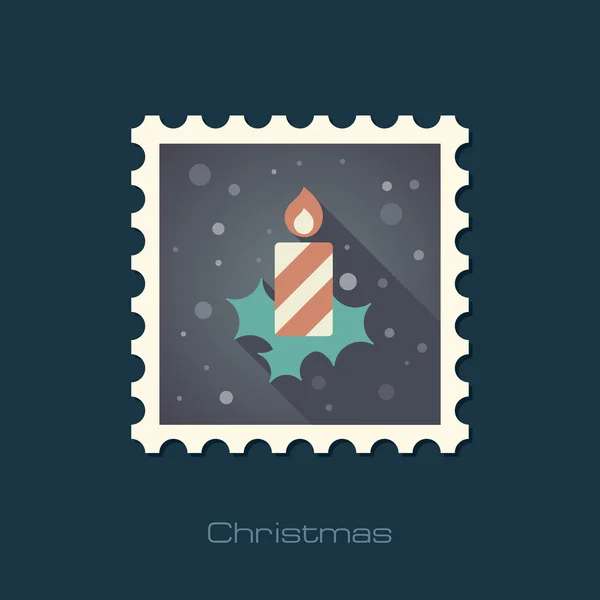 Christmas candle flat stamp — Stock Vector