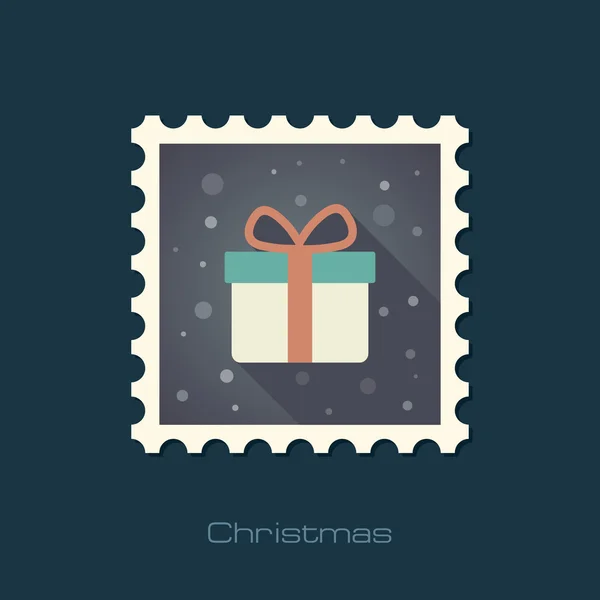 Vánoční dárek s červenou stužku a luk razítko — Stockový vektor