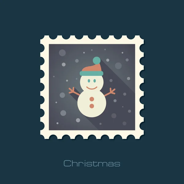 Snowman flat stamp — Stock Vector