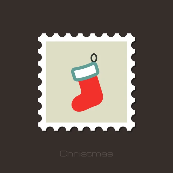 Christmas socks flat stamp — Stock Vector