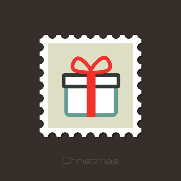 Christmas gift with red ribbon and bow stamp — Stock Vector