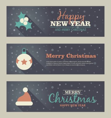 Noel afiş kümesi. Vektör çizim