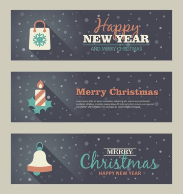 Noel afiş kümesi. Vektör çizim