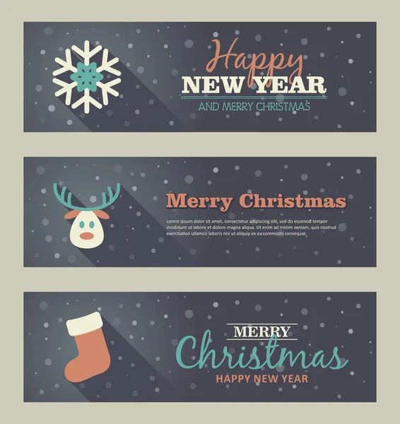 Set di striscioni natalizi. Illustrazione vettoriale — Vettoriale Stock