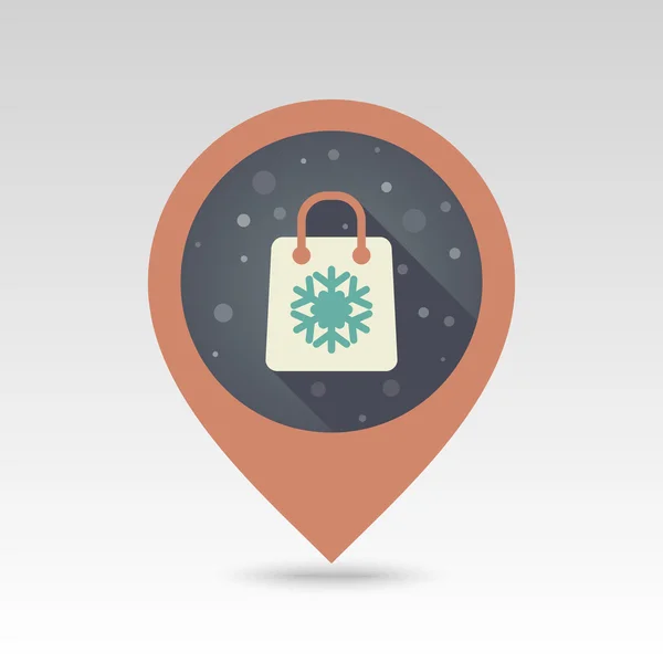 Shopping bag flat pin map icon — Stock Vector