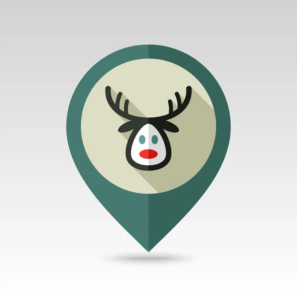 Natal renas pino plano mapa ícone — Vetor de Stock