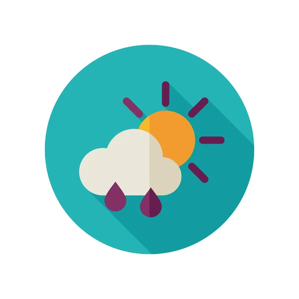 Sun Rain Cloud flat icon. Meteorology. Weather — Stock Vector