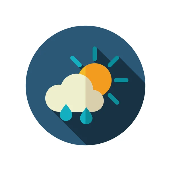 Sun Rain Cloud flat icon. Meteorology. Weather — Stock Vector