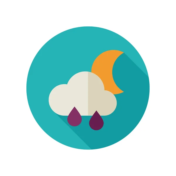 Rain Cloud Moon flat icon. Meteorology. Weather — Stock Vector