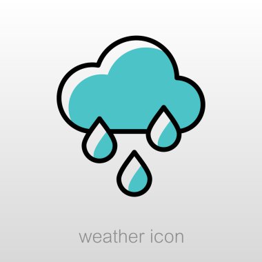 Yağmur bulutu yağış simgesi. Meteoroloji. Hava durumu 