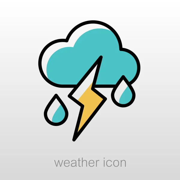 Wolk regen bliksem pictogram. Weer — Stockvector