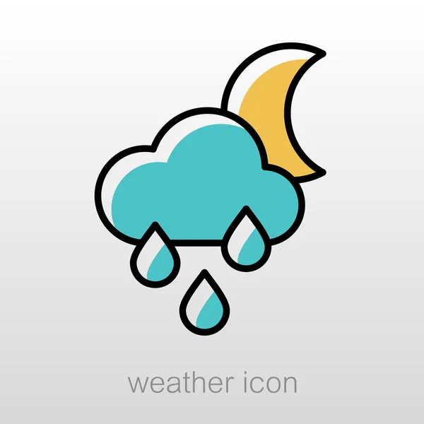 Regen Cloud maan pictogram. Meteorologie. Weer — Stockvector