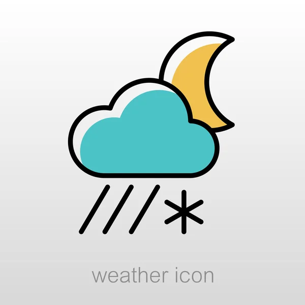 Cloud Snow Rain Moon icon. Weather — Stock Vector