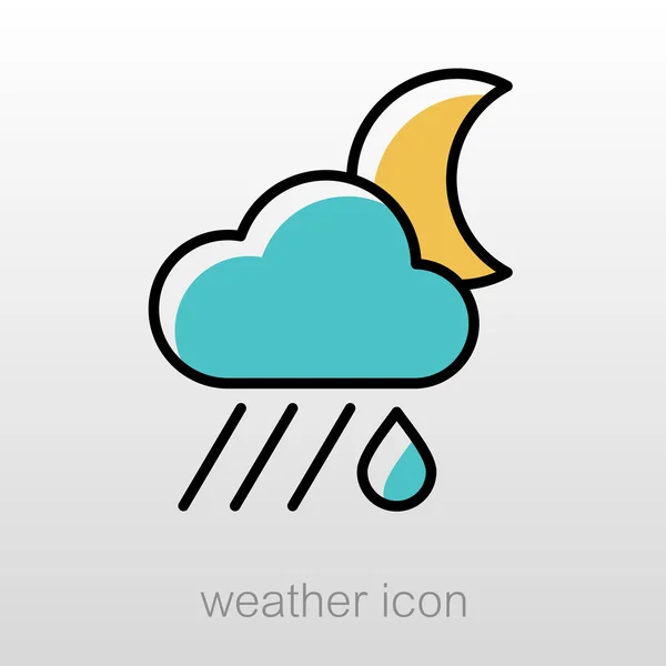 Icône Lune nuage de pluie. Météorologie. Conditions météorologiques — Image vectorielle