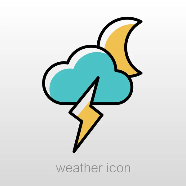 Icona del fulmine della nuvola lunare. Meteorologia. Meteo — Vettoriale Stock