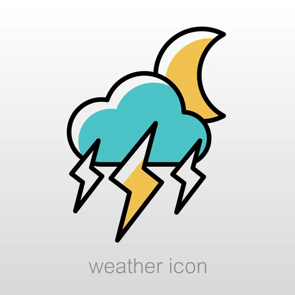 Moon Storm Cloud Lightning icon (em inglês). Tempo —  Vetores de Stock