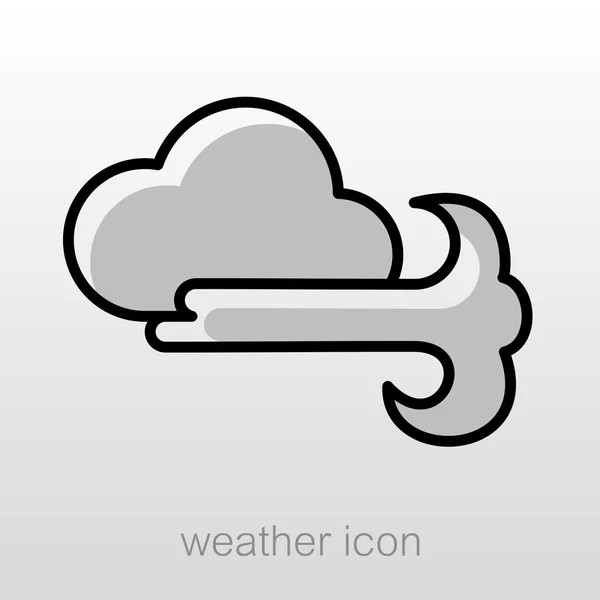 Molnet blåser vinden ikonen. Meteorologi. Väder — Stock vektor