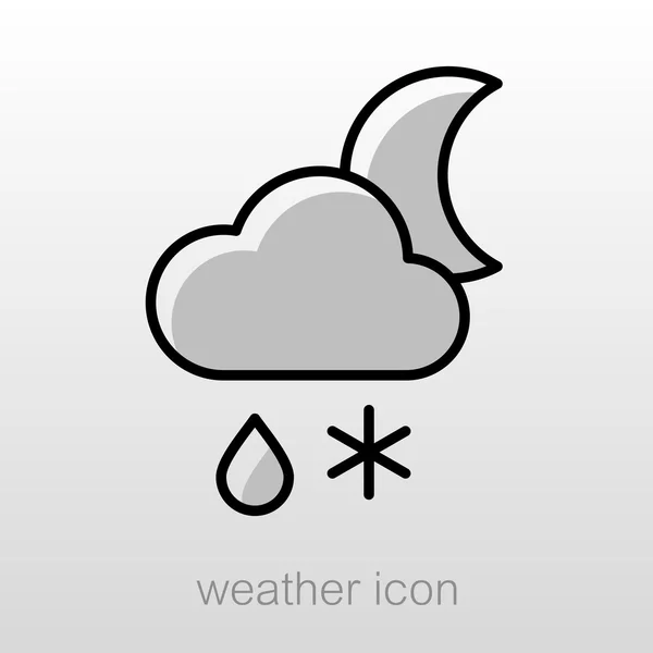 Wolk sneeuw regen maan pictogram. Weer — Stockvector