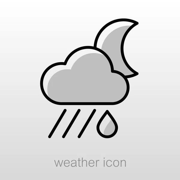 Regenwolken-Mond-Symbol. Meteorologie. Wetter — Stockvektor