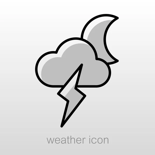 Moon Cloud Lightning icon. Meteorology. Weather — Stock Vector