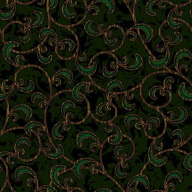 sorunsuz çiçek koyu yeşil damask desenli arka plan