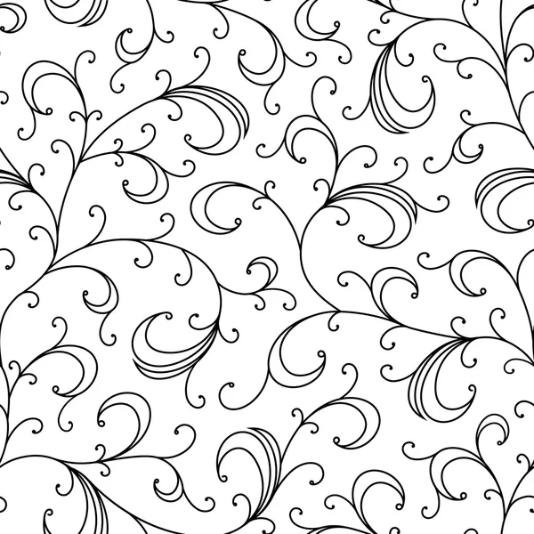 Floral oriental negro aislado fondo sin costuras — Vector de stock