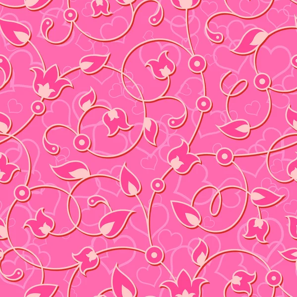 Seamless floral pink background pattern — Stock Vector