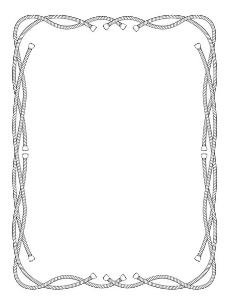 Rope knot frame black and white isolated — Stock Vector