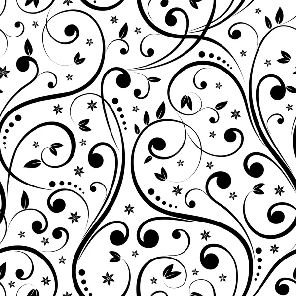 Fondo floral negro abstracto sin costuras aislado — Vector de stock