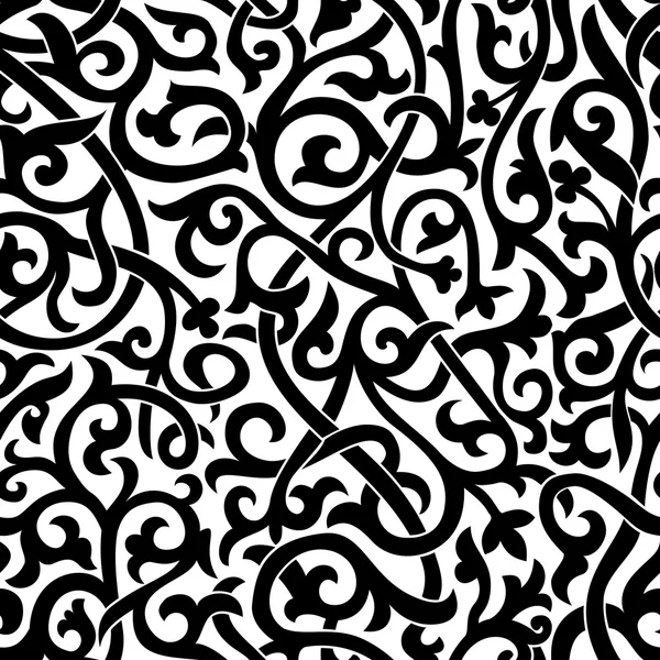 Fondo floral negro estilo ruso sin costuras — Vector de stock