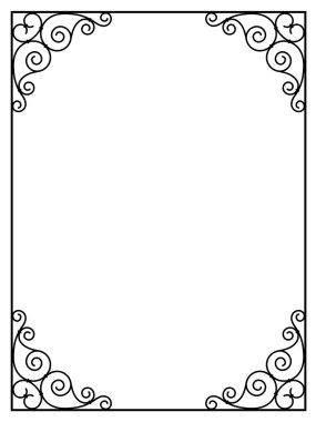 forged openwork metal abstract black frame clipart