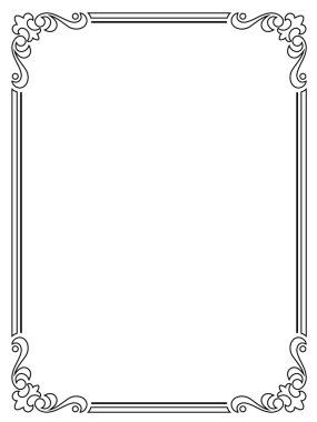 Kaligrafi hattatlık kıvırcık Barok çerçeve siyah