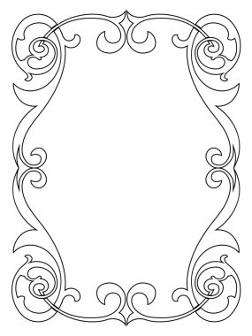 Kaligrafi hattatlık kıvırcık Barok çerçeve siyah