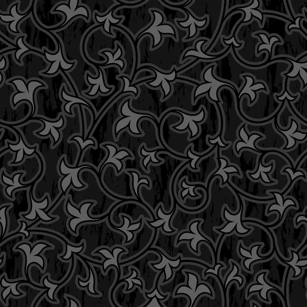 Floral oriental negro aislado fondo sin costuras — Vector de stock