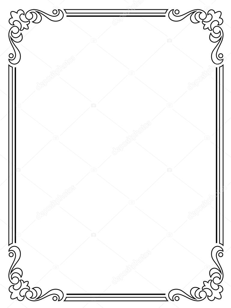 calligraphy penmanship curly baroque frame black