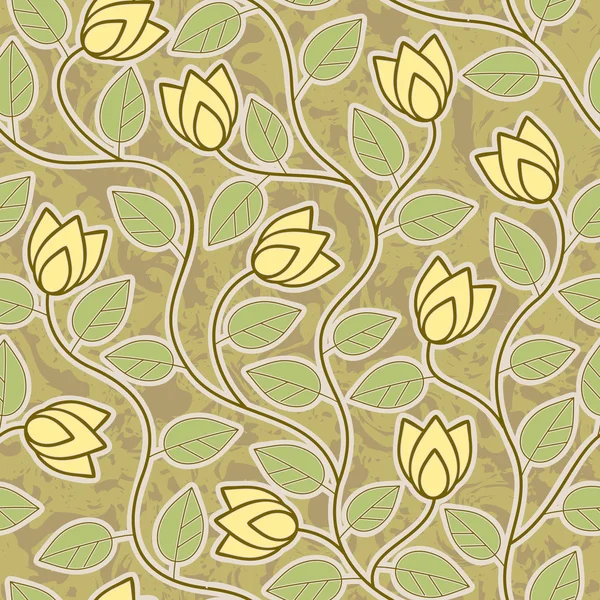 Abstracto grunge flores amarillas fondo sin costuras — Vector de stock